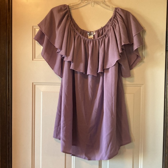 BBA 1X Lilac Ruffle Top - Picture 1 of 12